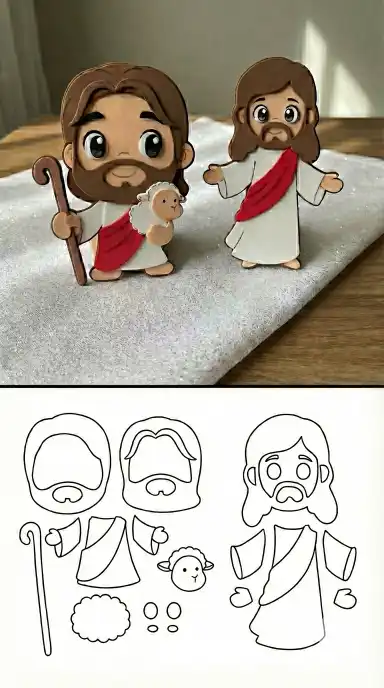 Moldes de EVA na mesa do ateliê 1