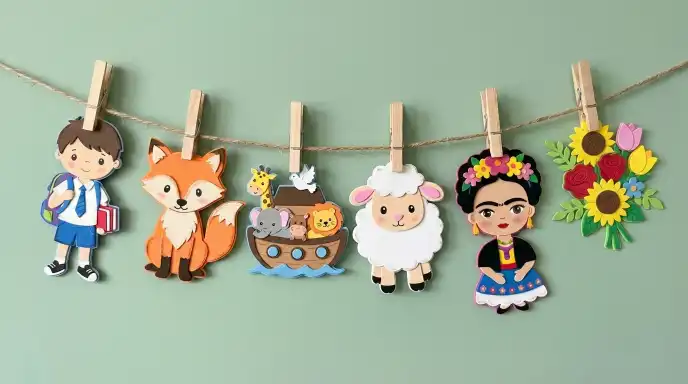 Varal com moldes de EVA